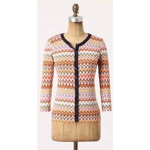 Anthropologie TABITHA Highlighted Frequencies Geometric Cardigan Sweater Medium